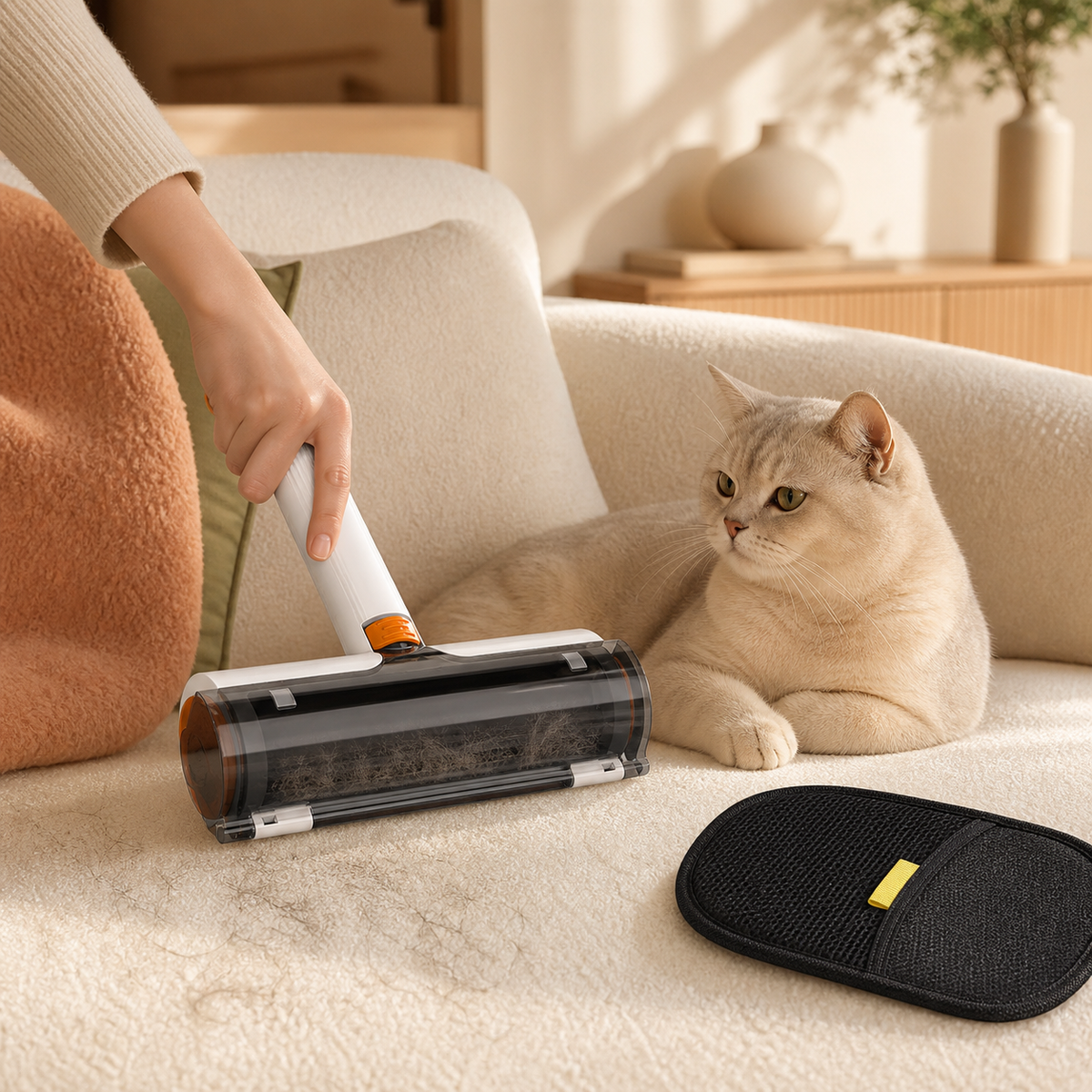 White reusable pet hair roller