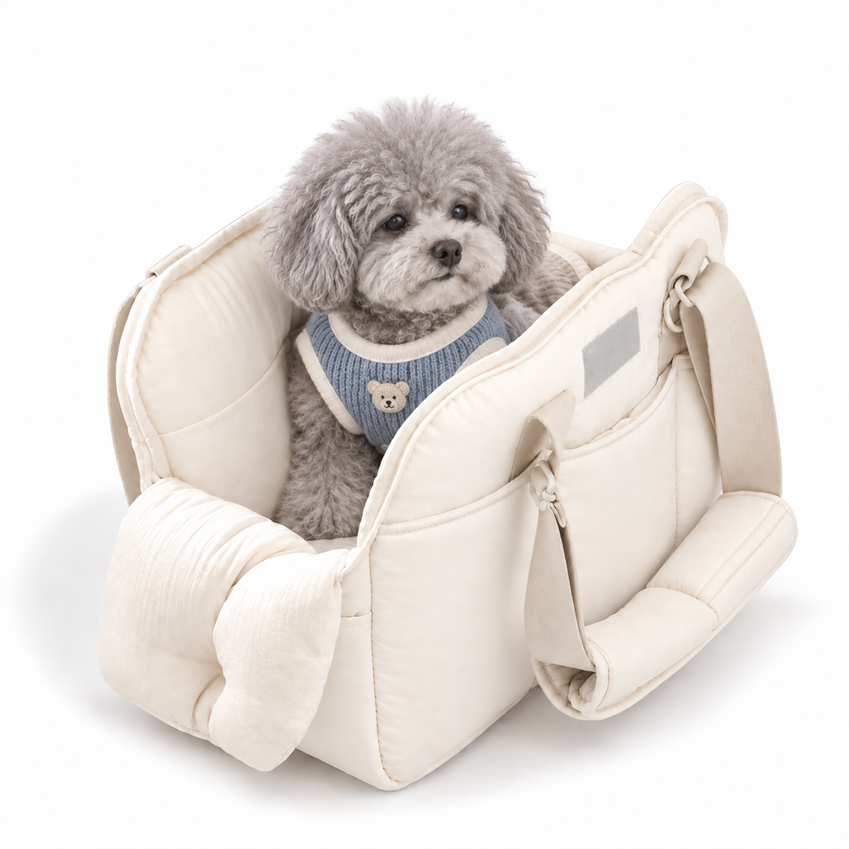 Cream pet in carrier [variant:SPPT-CREAM-001]